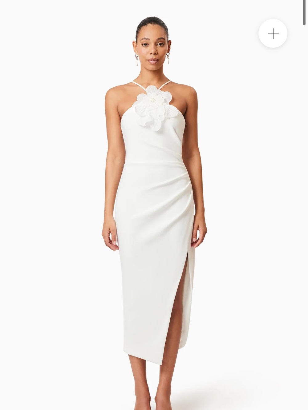 Janelle 3D Midi Dress in White